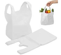 FERRIS | 200pk Strong Large Vest Carrier Bags with Handles | Multi-Purpose Heavy Duty Plastic Bags 11 x 17 x 21 | Use for Shopping, Market-Stalls, Takeaway, Groceries or General use in Kitchen (White)