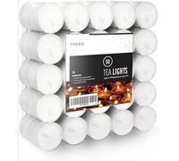 FERRIS | 50 Pack Unscented Tea Light Candles | 8-Hour Long Lasting Paraffin Wax Candles with Cotton Wicks | Clean-Burning Tealights for Weddings, Spa, Meditation, Restaurants & Home Decor