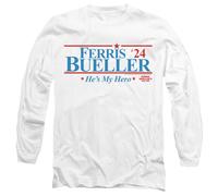Ferris Bueller 2024 President Unisex Adult Longsleeve T Shirt, White, Small