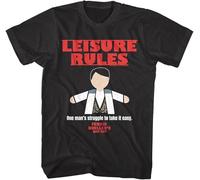 Ferris Bueller Leisure Rules One Man's Struggle to Take It Easy T-Shirt Mens Black Tees Unisex Shirt(Small)
