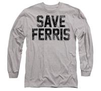 Ferris Bueller Save Ferris Mens Long Sleeve T Shirt, Athletic Heather, Medium
