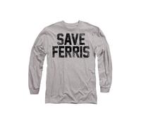 Ferris Bueller Save Ferris Mens Long Sleeve T Shirt-Athletic Heather Paramount Home Entertainment Light Grey XXL