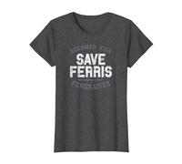 Ferris Bueller's Day Off Shermer High Save Ferris Fundraiser T-Shirt, Women, Dark Heather Grey, Medium