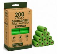 FERRIS Dog Poo Bags with Tie Handles 200 Count - Biodegradable Dog Waste Bags Extra Strong Leak Proof, Unscented, Large 32x36cm, Fits Dispenser, All Breeds (Packaging May Vary)