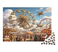 Ferris Wheel Amusement Park 1000 Piece Jigsaw Puzzle Paper for Adults Carnival Vintage Style Focus Booster Family Relax Home Decoration Gift 38x26cm/1000pcs