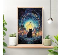 Ferris Wheel Animal Cat Jigsaw Puzzles for Adults 100 Pieces Educational Toys Challenging Game 100 Piece Puzzles for Adults for The Whole for Women Gifts for Men
