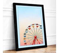 Ferris Wheel at Dawn Vintage Framed Wall Art Print A1 (84.1×59.4cm) Black, Wall Decor for Living Room, Bedroom, Office & Home, Ready to Hang, Art Gift