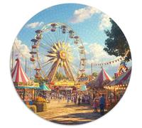 Ferris Wheel Carnival 1000 Piece Jigsaw Puzzle Round Cardboard Jigsaw Puzzle for Adults Fun Fair Scene