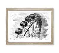 Ferris Wheel Fair Carnival Vol.4 V4 Modern Framed Wall Art Print, Ready to Hang Picture for Living Room Bedroom Home Office Décor, Oak A2 (64 x 46 cm)