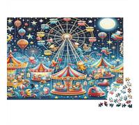 Ferris Wheel Jigsaw Puzzles 1000 Pieces Recycled Material Carnival Art Adult Jigsaws Developing Children‘s Intelligence Parent Child Game Activity 38x26cm/1000pcs
