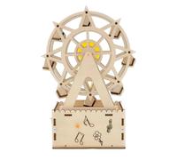Ferris Wheel Music Box - Wooden Rotating Toy, DIY Craft Kit For Children | Creative Construction Detail, Skill Development Purpose, Decorative Display Application, Educational Playtime Fun, Birthday