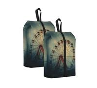 Ferris Wheel Printed Travel Shoe Storage Bag Waterproof Jacquard Fabric is Lightweight, with Strong Handle and Central Zipper.