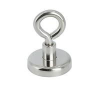Ferrite Clamping Magnet with M6 Eyebolt for Hanging, Holding or Displaying Items - 32mm dia - 5.8kg Pull - South