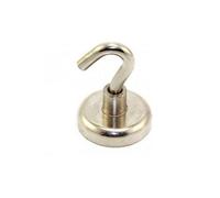 Ferrite Clamping Magnet With M6 Hook For Hanging, Holding Or Displaying Items - 32mm Dia - 5.8Kg Pull - South