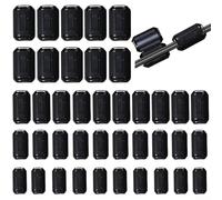 Ferrite Core Cable Clip 40 Pack for Reduction - Ni-Zn Material with Snap-On Design for AC Power, USB, Coaxial, Phone and Data Cables (5/7/9/13mm)