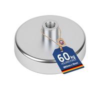 Ferrite Flat Pot Magnet Ø 80,0 mm x 18,0 mm with internal thread M6 x 16 mm - holds 60,0 kg - 1 piece - Magnetic system with screw socket