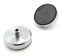 Ferrite Pot Magnet For Diy, Engineering, Manufacturing, Hanging & Holding Applications - 80mm X 32mm Tall X M10 Thread - 60Kg Pull