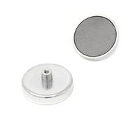 Ferrite Pot Magnet With M5 Internal Thread For Arts, Crafts, Model Making & Hobbies - 50mm X 10mm Thick - 22.5Kg Pull - Pack Of 4