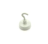 Ferrite White Painted Clamping Magnet with M4 Hook for Fridge, Whiteboard, Noticeboard, Filing Cabinet or Office - 25mm Diameter x 38mm High - 4kg Pull