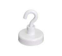 Ferrite White Painted Clamping Magnet with M4 Hook for Fridge, Whiteboard, Noticeboard, Filing Cabinet or Office - 25mm Diameter x 38mm High - 4kg Pull - Pack of 10