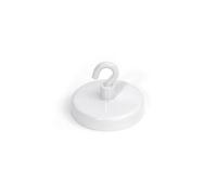 FIRST4MAGNETS Ferrite White Painted Clamping Magnet with M4 Hook for Hanging, Holding or Displaying Items - 40mm Dia - 10.2kg Pull