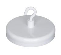 Ferrite White Painted Clamping Magnet with M4 Hook for Hanging, Holding or Displaying Items - 57mm dia - 25kg Pull