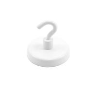 FIRST4MAGNETS Ferrite White Painted Clamping Magnet with M6 Hook for Hanging, Holding or Displaying Items - 50mm Dia - 21.3kg Pull