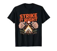 Ferro Rod Sparks Fire Starting Bushcraft Line Art T-Shirt