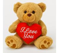 Ferro Stars Red Heart Teddy Bear - I Love You - 30cm - Valentines Day Teddy Bear (Brown Teddy Bear 32cm)