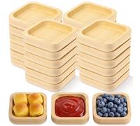 Ferrochef 12 Pcs Bamboo Soy Sauce Dipping Bowls 1.4 oz Square Dipping Dish Small Bamboo Sauce Plates for Condiments Appetizers Sushi Ketchup Charcuterie Board Snacks Party Restaurant Supplies
