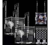 Ferrochef 2 Pack Fish Breeding Box, Acrylic Fish Acclimation Box with Suction Cup and Hook, Aquarium Isolation Container, Hang on Aquarium Tank Separator, Clear Breeder Container for Guppy Fry Shrimp