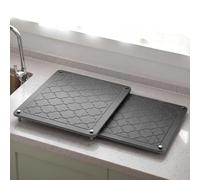 Ferrochef 2 Pcs Nesting Stone Drying Mat for Kitchen Counter Quick Drying Absorbent Heat Resistant Diatomaceous Earth Dish Mat with Non Slip Feet for Dishes Bottles (Geometric)