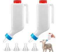 Ferrochef 2 Sets Lamb Goat Feeding Bottles with Silicone Nipples, Thickened Heavy Duty Upside Down Hanging with Measurement Marks, Livestock Nursing Bottle for Lamb Goat Fawn Puppies Farm Use (800ml)