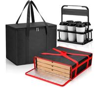 Ferrochef 3 Set Insulated Food Delivery Bag Kits 16" X 10" X 13" Insulated Delivery Bag Pizza Warmer Bags Cooler Drink Carrier Hot/Cold Transport for Travel Car Catering