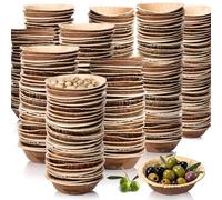 Ferrochef 400 Pcs Small Palm Leaf Dip Bowls Disposable Palm Leaf Round Mini Dip Bowl, All Natural and Compostable Small Bamboo Plates for Dips Soy Sauce Charcuterie Board and Finger Foods (3.5 Inch)