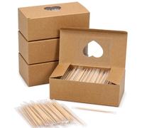 Ferrochef 4000 Pcs 2.5" Individually Wrapped Wooden Toothpicks Bamboo Round Toothpicks Bulk for Appetizers Food Barbecue Fruit Teeth Cleaning Party, Portable and Suitable for Travel