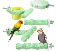 Ferrochef 5 Pack Bird Perch Resin Bird Beak Grinding Stone, Parrot Perch for Cage Volcanic Rock Mineral Birds Perches, Parrot Cage Accessories for Parakeets Budgies Cockatiels Lovebirds