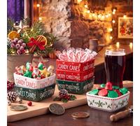 Ferrochef 6 Pcs Christmas Candy Bowls Mini Ceramic Candy Dish for Home Tiered Tray Decor Romantic Sweet Chocolate Jar for Party Table Shelf Decorations Farmhouse Home Kitchen Gift Treats Snacks