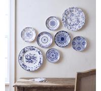 Ferrochef 8 Pcs Blue and White Ceramic Wall Plates Set, Vintage Floral Decor with Hangers for Living Room Kitchen Dining Room Home Decorative Plates for Display (Blue and White Porcelain)