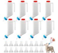 Ferrochef 8 Sets Lamb Goat Feeding Bottles with Silicone Nipples, Thickened Heavy Duty Upside Down Hanging with Measurement Marks, Livestock Nursing Bottle for Lamb Goat Fawn Puppies Farm Use (800ml)