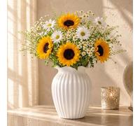 Ferrochef Ceramic Flower Vases Decorative Vintage Porcelain Vase Chinoiserie Pottery Vase for Centerpiece Farmhouse Home Decors, Bookshelf, Living Room, Office (Classic,White,Large)