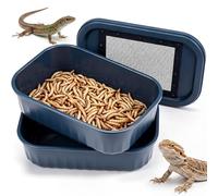 Ferrochef Mealworm Breeding Kit Two Layer Mealworm Farm Prevent Escape Mealworms Keeper for Sugar Gliders Reptiles Birds Chickens Lizards Leopard Geckos Bearded Dragon Frogs Tortoises