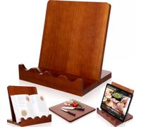 Ferrochef Wooden Cookbook Stand with Removable Cutting Board Adjustable Recipe Book Holder Rustic Kitchen Decor Charcuterie Board & Kitchen Serving Tray for Recipes, Phones & Devices(Scalloped)