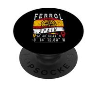 Ferrol Spain Flag GPS Coordinates Of Ferrol PopSockets Swappable PopGrip