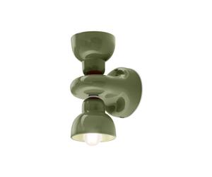 Ferroluce Berimbau wall light, sage green, 2-bulb