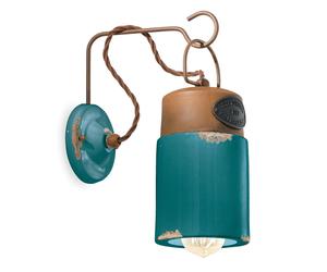 Ferroluce C1621 wall light, ceramic and metal, green