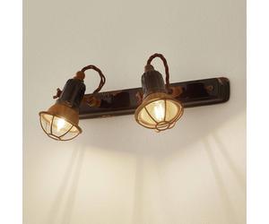 Ferroluce C1676/1 wall lamp with basket, 2-bulb, black