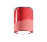 Ferroluce PI ceiling lamp, cylindrical, Ø 12.5 cm, red