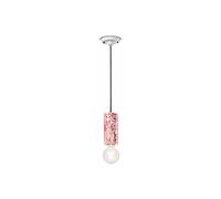 Ferroluce PI hanging light, floral pattern Ø 8 cm red/white