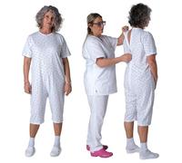 FERRUCCI COMFORT 9017 MC PC Short Sleeve Round Neck Sanitary Pyjamas for Elderly People Incontinence Alzheimer's Dementia 100% Cotton Lightweight, Woman, M